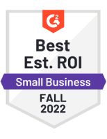 A badge for Best Est. ROI small business for Fall 2022